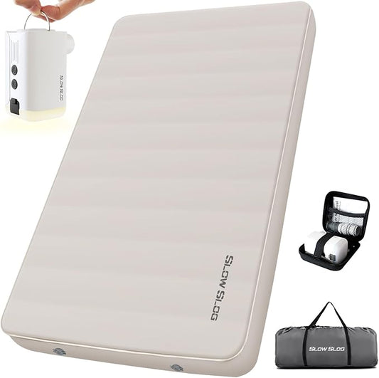 Self-Inflating Sleeping Pad with Portable Electric Air Pump, 4in Thick Memory Foam Camping Mattress for Tent Cot & Car Travel, Fast Inflate & Deflate Camping Pad