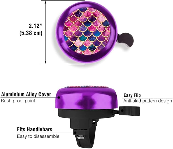 WIRESTER Cute Aluminum Round Bike Bell, Classic Ring Bicycle Bell, Bike Accessories Bell Ring for Adults Kids Girls Boys (Black, Red, Blue, Purple)