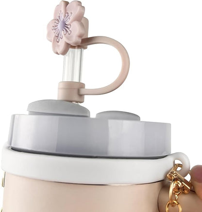 Velaco 11 PCS Accessories for Stanley Cup, Water Bottle Handle Strap for Stanley 30/40 oz tumbler with handle, including Straw Toppers, Silicone Cup Boot, Keychain Charms - White