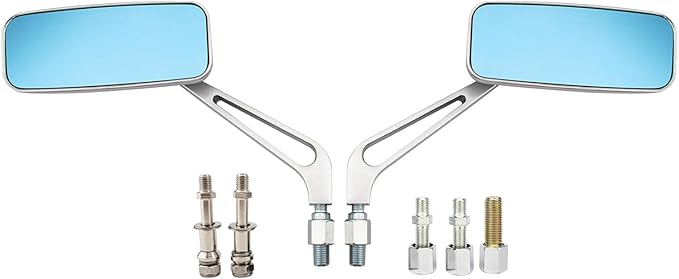 Motorcycle Rectangle Rearview Side Mirrors Chrome for Harley Softail Sportster Honda Yamaha Cruiser Chopper Bobber