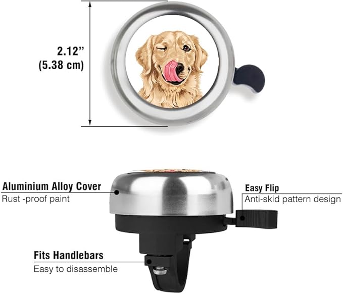 WIRESTER Silver Aluminum Round Bike Bell, Classic Ring Bicycle Bell, Bike Accessories Bell Ring for Adults Kids Girls Boys