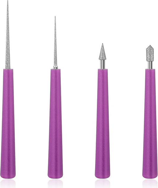 4Pcs Diamond Tipped Bead Reamer for Jewelry Making Beading Hole Enlarger Tool for Glass Plastic Metal Wood Beads, Remove Burrs, Enlarge Holes