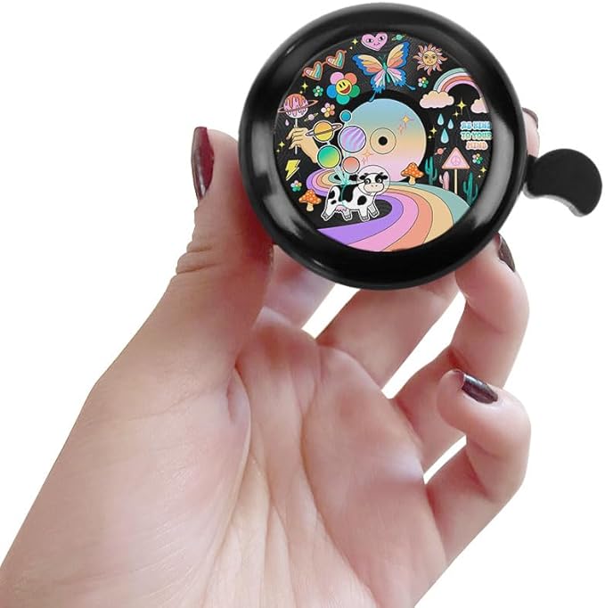 WIRESTER Black Aluminum Round Bike Bell, Classic Ring Bicycle Bell, Bike Accessories Bell Ring for Adults Kids Girls Boys - Dog Cat Animal Cute Records