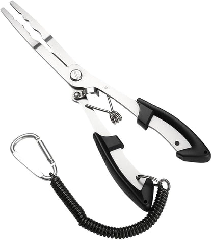 420 Stainless Steel Fishing Pliers, Multi-functional Fishing Tools Hook Remover Line Cutter Pliers, Lockable Handy Fishing Gear for Saltwater Freshwater, Gifts for Men