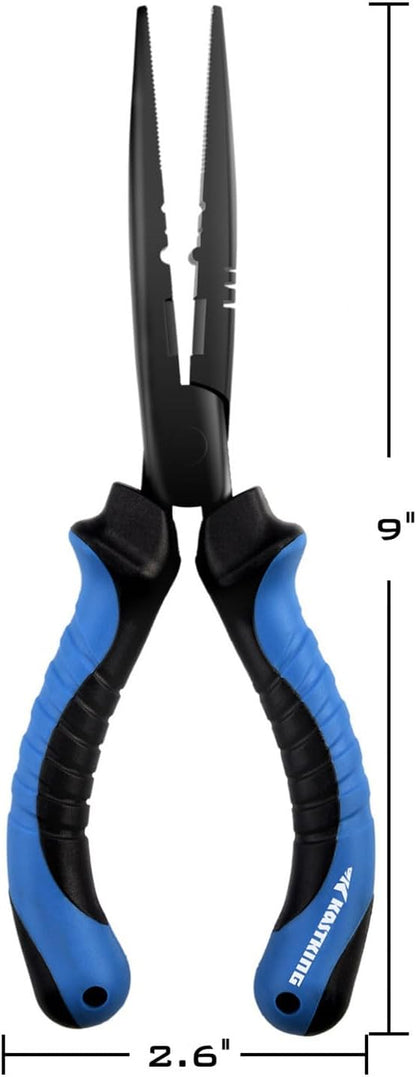 KastKing Intimidator Fishing Pliers, Corrosion Resistant Polymer Coated Fishing Tools, Tungsten Carbide Cutters, Saltwater Resistant Fishing Gear