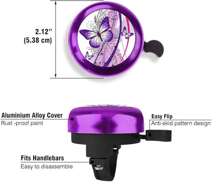 WIRESTER Purple Aluminum Round Bike Bell, Classic Ring Bicycle Bell, Bike Accessories Bell Ring for Adults Kids Girls Boys