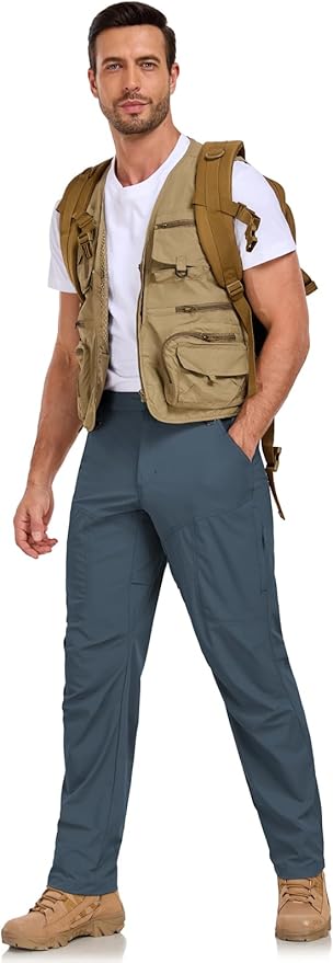 Mens Lightweight Cargo Hiking Patns Outdoor Quick Dry Work Tactical Pants with 6 Pockets Water Resistant Fishing Travel Pants