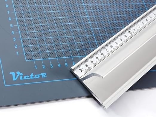 Victor 18-Inch Professional Aluminum Safety Ruler with Finger Guard Edge and Non-Slip Base - Ideal for Large-Scale Precision Cutting - Heavy-Duty Cutting Ruler for Safe Use