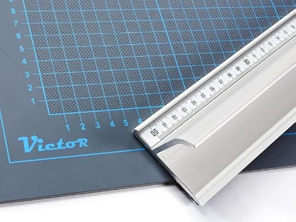 Victor 18-Inch Professional Aluminum Safety Ruler with Finger Guard Edge and Non-Slip Base - Ideal for Large-Scale Precision Cutting - Heavy-Duty Cutting Ruler for Safe Use