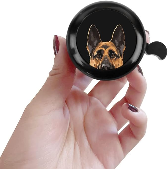 WIRESTER Black Aluminum Round Bike Bell, Classic Ring Bicycle Bell, Bike Accessories Bell Ring for Adults Kids Girls Boys - Dog Cat Animal Cute Records