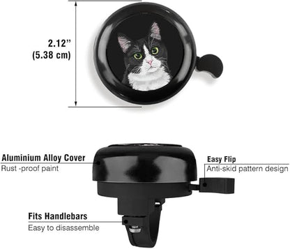 WIRESTER Black Aluminum Round Bike Bell, Classic Ring Bicycle Bell, Bike Accessories Bell Ring for Adults Kids Girls Boys - Dog Cat Animal Cute Records
