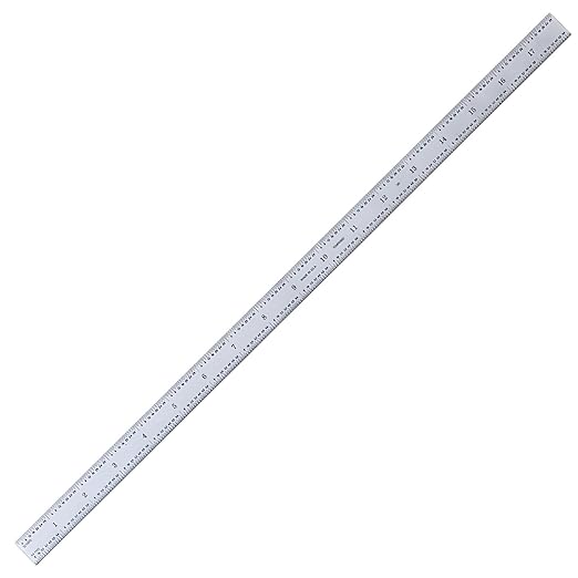 PEC Tools 18-inch Machinist's Ruler, High-Carbon Steel, 1/50" Thick X 3/4" Wide, Measurement Accuracy: 1/32", 1/64", 1/10", and 1/50", Satin Chrome, Made in USA
