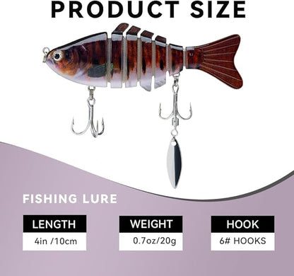 Fishing Lures with Spinner Baits Blades for Topwater, Swimbait for Trout and Bass Slow Sinking, 5pcs Fishing Hard Baits