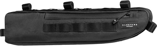 ALMSTHRE Signature Bike Frame Bag - Midnight Black, Large/XL Sizing | Durable Recycled Ripstop Material, Waterproof Zippers & Customizable Design for Essentials