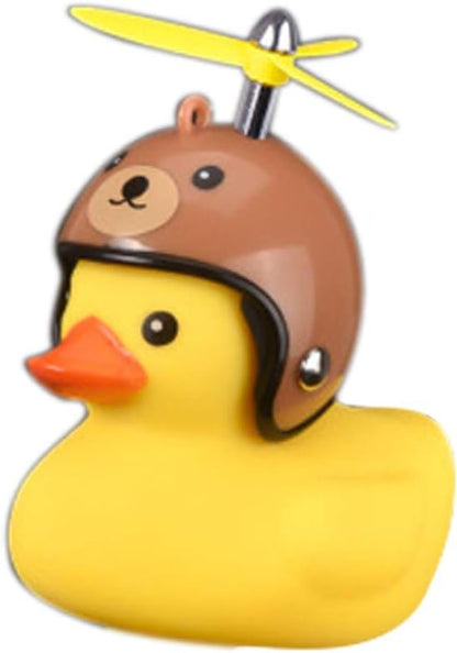 Duck Bike Bell, Rubber Bike Horn, Cute Yellow Duck Bicycle Decorations, Squeeze Duck Bicycle Horns with Propeller Helmet