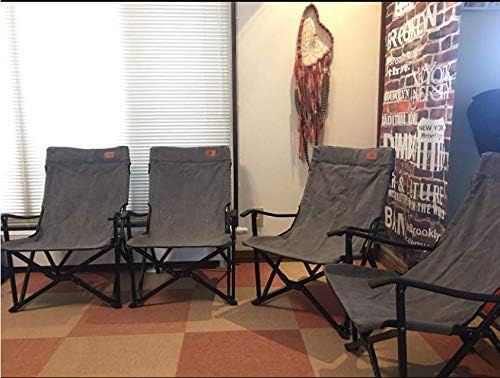 CAMPINGMOON Foldable Cotton Canvas Campfire Bonfire Open Fire Pits Camping Chair Low Style Chair Gray F-1003C-H