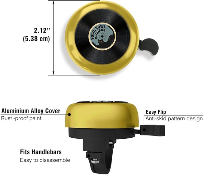 WIRESTER Gold Aluminum Round Bike Bell, Classic Ring Bicycle Bell, Bike Accessories Bell Ring for Adults Kids Girls Boys