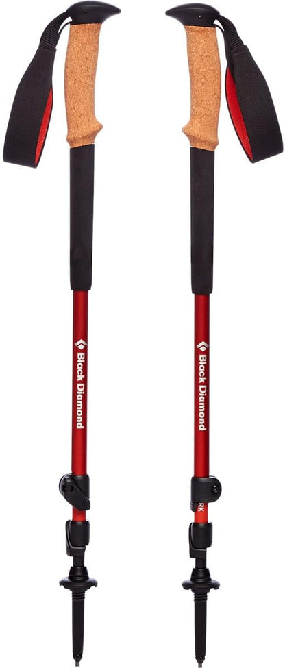 BLACK DIAMOND Trail Cork Trekking Poles (Pair) | Lightweight Collapsible Aluminum Hiking Poles | Natural Cork Grips | FlickLock Adjustable Shafts for All-Season Stability