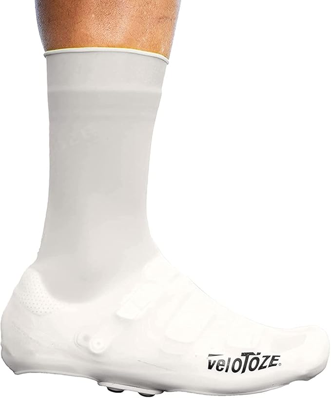 veloToze Tall Silicone Shoe Cover with Snaps - Covers Road Cycling Shoes - Waterproof, Windproof Reusable Boot-Style Overshoes for Bike Rides in Winter, Rain, Cold Weather Biking - for Men and Women
