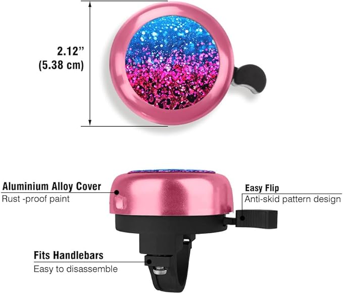 WIRESTER Pink Aluminum Round Bike Bell, Classic Ring Bicycle Bell, Bike Accessories Bell Ring for Adults Kids Girls Boys