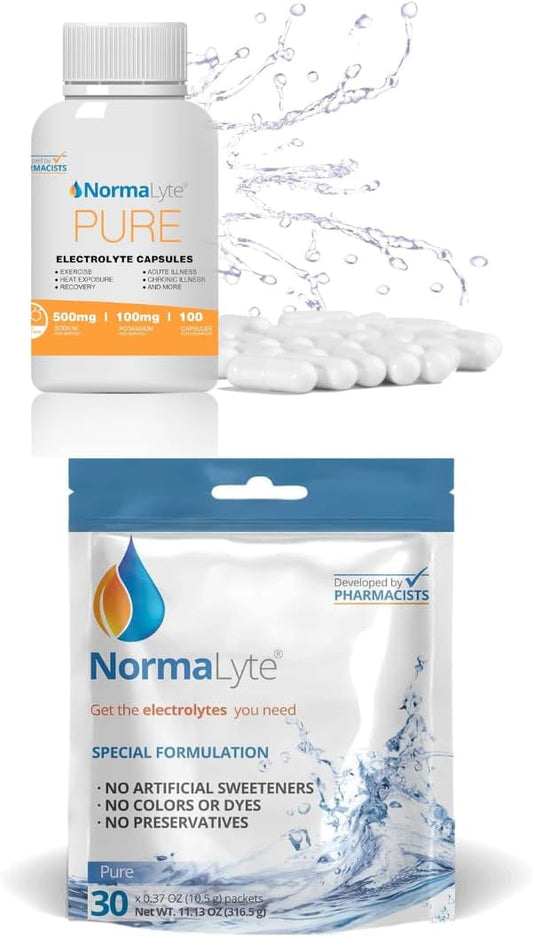 NormaLyte Oral Rehydration Salts and Capsules-Helps Dietary Management of POTS Syndrome Symptoms- Combo of 2