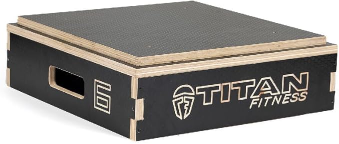 Titan Fitness Anti-Slip 6in Stackable Wooden Plyometric Box, Pro-Duty Plyo Box, Jump Step-Up Box Squat, Home Garage Gym Training