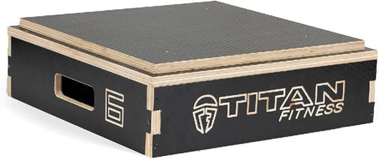 Titan Fitness Anti-Slip 6in Stackable Wooden Plyometric Box, Pro-Duty Plyo Box, Jump Step-Up Box Squat, Home Garage Gym Training