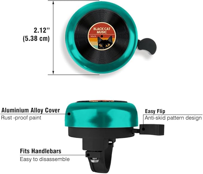 WIRESTER Green Aluminum Round Bike Bell, Classic Ring Bicycle Bell, Bike Accessories Bell Ring for Adults Kids Girls Boys