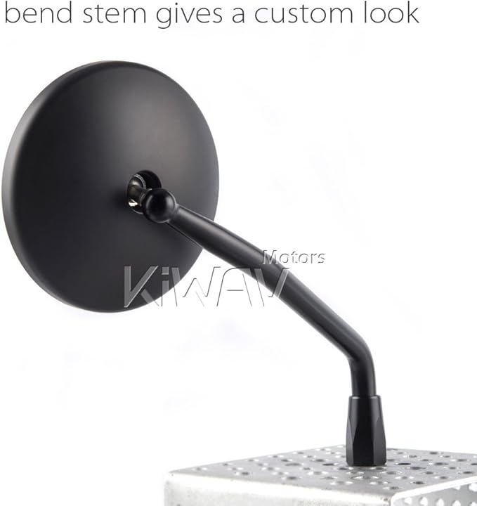 KiWAV Eclipse Black Motorcycle Rear View Mirrors Aluminum E-mark compatible for M10 Metric Motorcycle