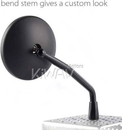 KiWAV Magazi Eclipse Black Motorcycle Rear View Mirrors Aluminum E-mark M10 1.5 Pitch compatible for BMW Motorcycle