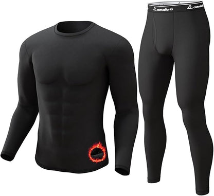 CL convallaria Long Johns Thermal Underwear for Men Soft Fleece Lined Base Layer Cold Weather Top Bottom Gift Set