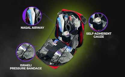 Lightning X Products Premium Nylon MOLLE Emergency Kit, Ideal for Tactical Medics, Military, Outdoor Enthusiasts (8" x 6.5" x 3")