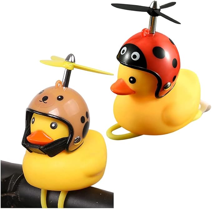 Lovely Yellow Duck Bike Bell, Kids Bike Horn, Rubber Yellow Duck Bicycle Accessories with LED Light - for Kids Toddler Children Adults Sport Outdoor