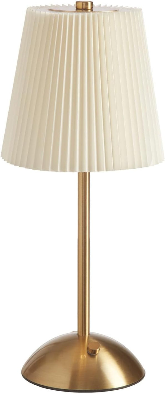 Cordless Table Lamp, 3000mAh Rechargeable Battery Operated Touch Light, Portable 3-Color Dimmable Vintage Ambient Light Beige Fabric Shade for Dining Table/Bedroom/Kitchen/Bar/Bathroom/Entryway/Gift