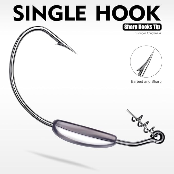 Fishing Hooks for Bass Fishing - 100pcs EWG Offset Worm Hook Texas Rig Hooks for Freshwater Saltwater Size 1/0 2/0 3/0 4/0 5/0 - Soft Lures Worms Plastics Bait Fishing Hook with Tackle Box