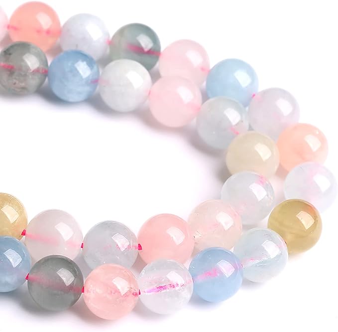 10MM 38PCS Natural Stone Morganite AAA Grade Quartz Beads for Jewelry Making DIY Bracelet