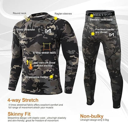 Men's Thermal Underwear Set Sport Long Johns Base Layer