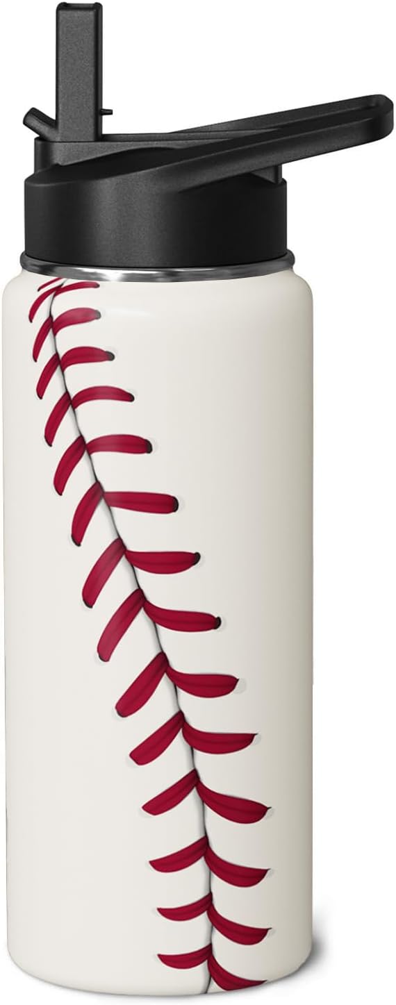 Baseball Water Bottle 18oz Insulated Sports Water Bottles Baseball Gifts for Men Women Gift for Coach Lovers Fan Players Stuff Accessories for Boys Girls