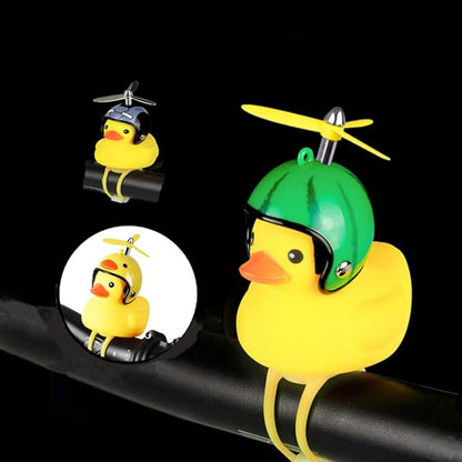 Duck Bike Bell, Rubber Bike Horn, Cute Yellow Duck Bicycle Decorations, Squeeze Duck Bicycle Horns with Propeller Helmet