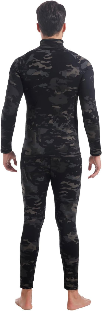 CL convallaria Mens Thermal Underwear Set with Fly Long Johns Base Layer Winter Hunting Gear Sport Top and Bottom