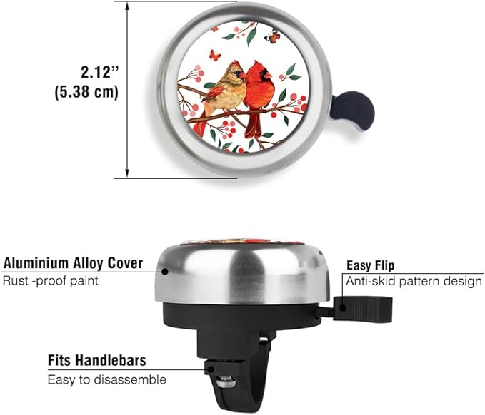 WIRESTER Silver Aluminum Round Bike Bell, Classic Ring Bicycle Bell, Bike Accessories Bell Ring for Adults Kids Girls Boys