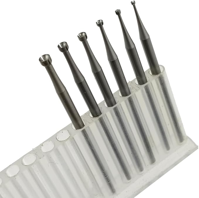 𝐋𝐮𝐨 𝐤𝐞 6 Pcs Open Mouth Cup Burr - 3/32'' Shank Jewelry Setting Cup Burs Wire Rounder Bits Lapidary Making Bits for Rotary Tools includes Dremel (008-023)