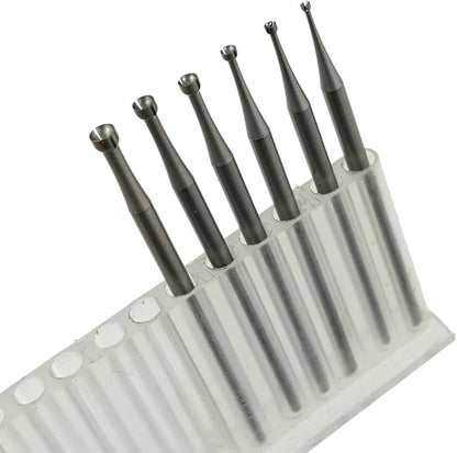 𝐋𝐮𝐨 𝐤𝐞 6 Pcs Open Mouth Cup Burr - 3/32'' Shank Jewelry Setting Cup Burs Wire Rounder Bits Lapidary Making Bits for Rotary Tools includes Dremel (008-023)