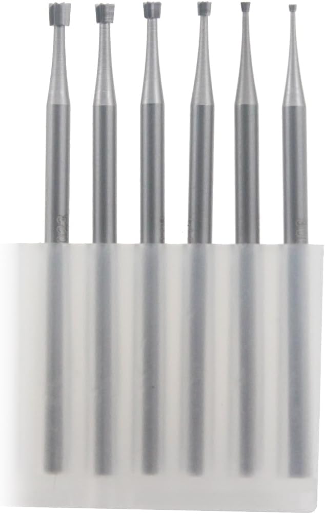 𝐋𝐮𝐨 𝐤𝐞 6 Pcs Inverted Trapezoidal Jewelry Cutting Burr - 3/32'' Shank Lapidary Making Tools Jewelry Engraving Bits for Rotary Tools ( 008 - 023 )