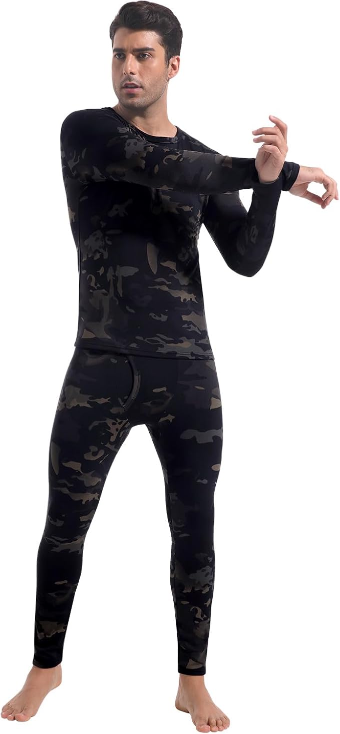 CL convallaria Long Johns Thermal Underwear for Men Soft Fleece Lined Base Layer Cold Weather Top Bottom Gift Set