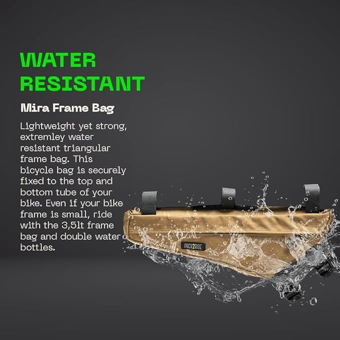 Mira Bike Frame Bag - Water Resistant, Durable Cordura Fabric & Bicycle Equipment Bag - Biking Storage, Bikepacking Pouch, Road for Cycling Adventures