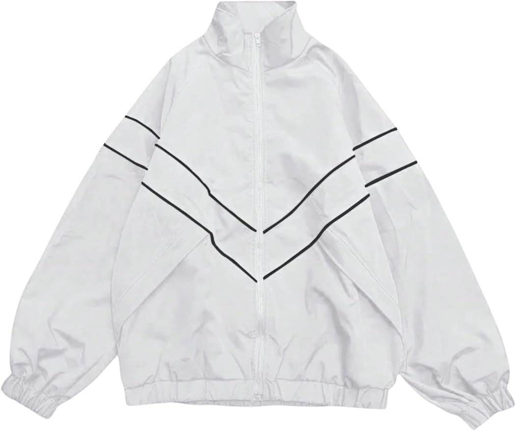 SOLY HUX Men's Y2k Zip Up Jacket Lightweight Windbreaker Outerwear Varsity Jackets