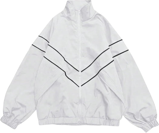 SOLY HUX Men's Y2k Zip Up Jacket Lightweight Windbreaker Outerwear Varsity Jackets