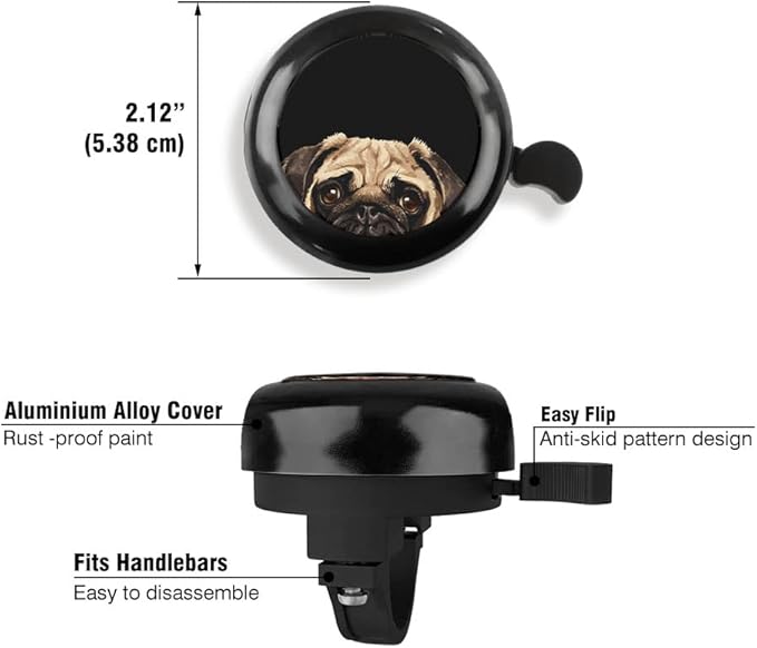 WIRESTER Cute Aluminum Round Bike Bell, Classic Ring Bicycle Bell, Bike Accessories Bell Ring for Adults Kids Girls Boys (Black, Red, Blue, Purple)