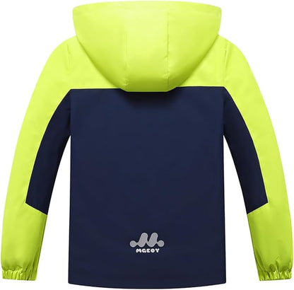 MGEOY Boys Girls Rain Jackets Lightweight Waterproof Hooded Raincoats Windbreakers for Kids 4-14Y